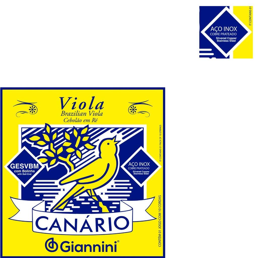 Kit 3 Encordoamento Viola Giannini Canário Cobre Prateado Gesvbm Média