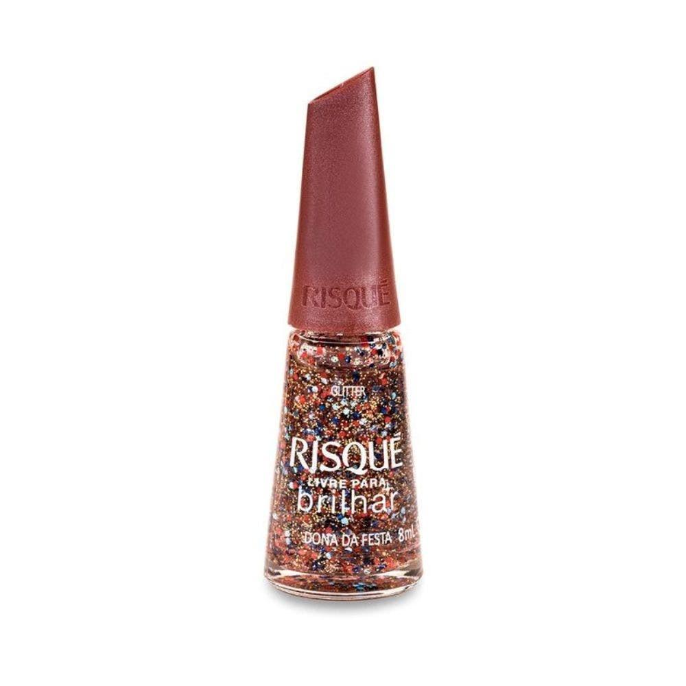 Coleção Esmaltes Risqué Livre Para Brilhar Kit 5 Cores Glitter E Metálico