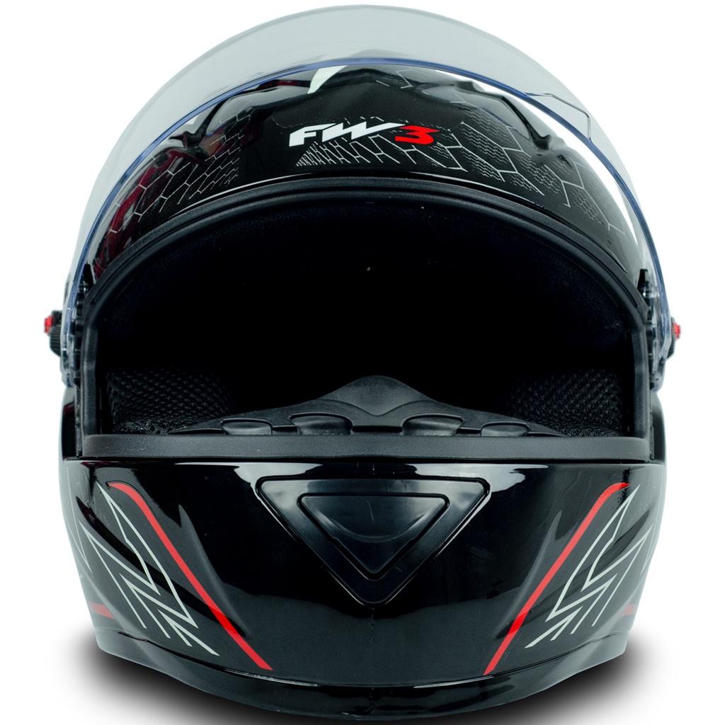 Capacete Moto GT2 FW3 Branco Vermelho Brilhante Tamanho 56 Narigueira