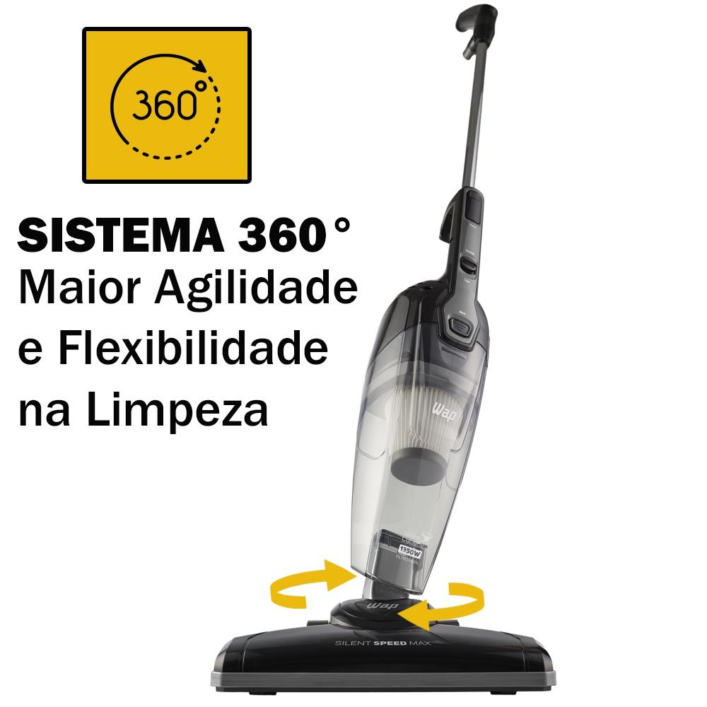 Aspirador Pó Vertical 1350w 3x1 De Mão Vassoura Elétrica Articulado Silent Speed MAX Wap