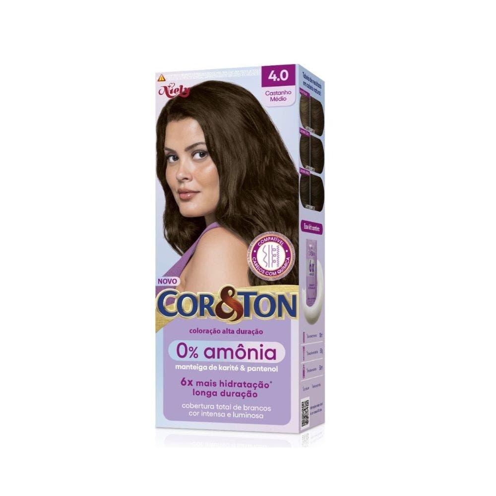 Tintura Cor Ton Niely 0 Amônia 4.0 Castanho Médio