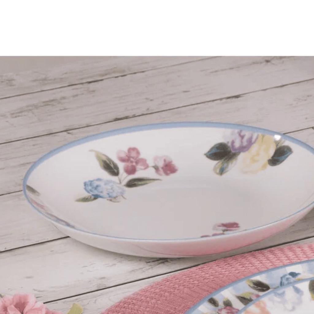 Pratos Raso Refeição 25cm Aura Tramontina Jantar Porcelana Florido