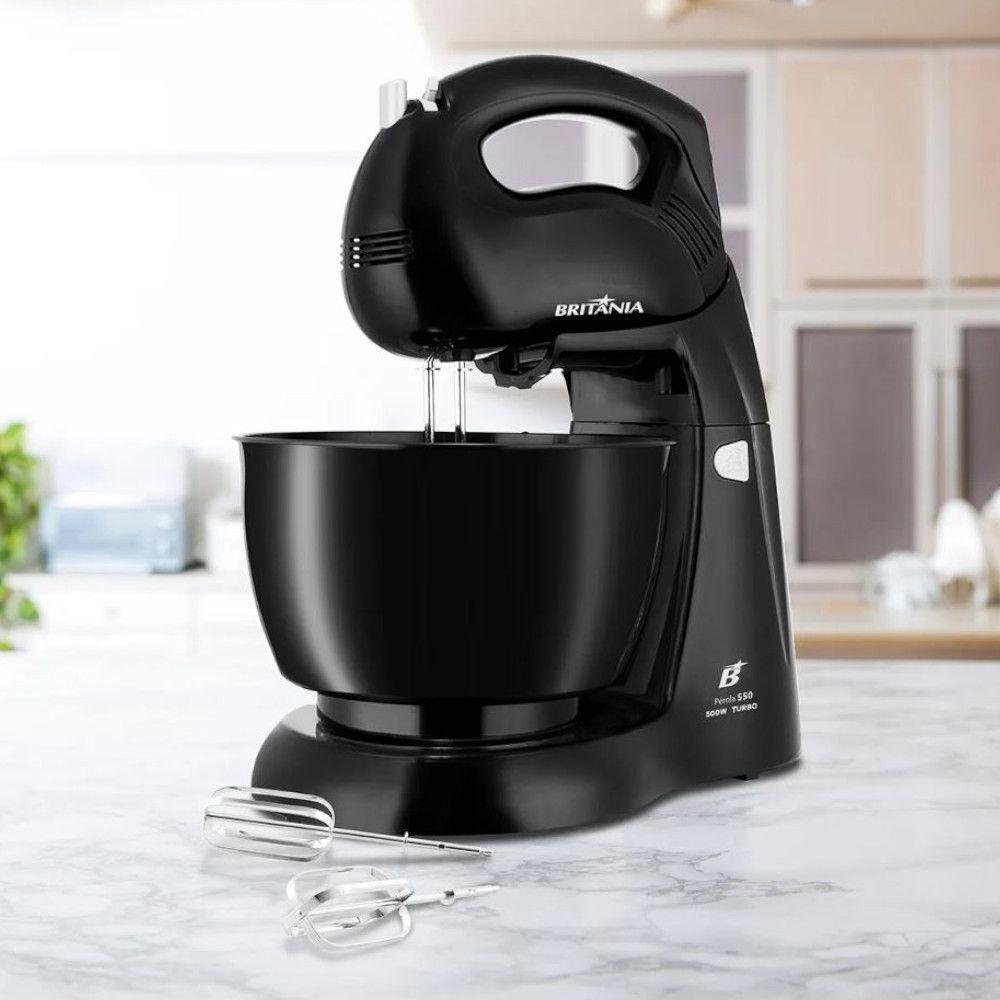 Batedeira Britânia Pérola 550 4 Velocidades + Turbo 500W Preto