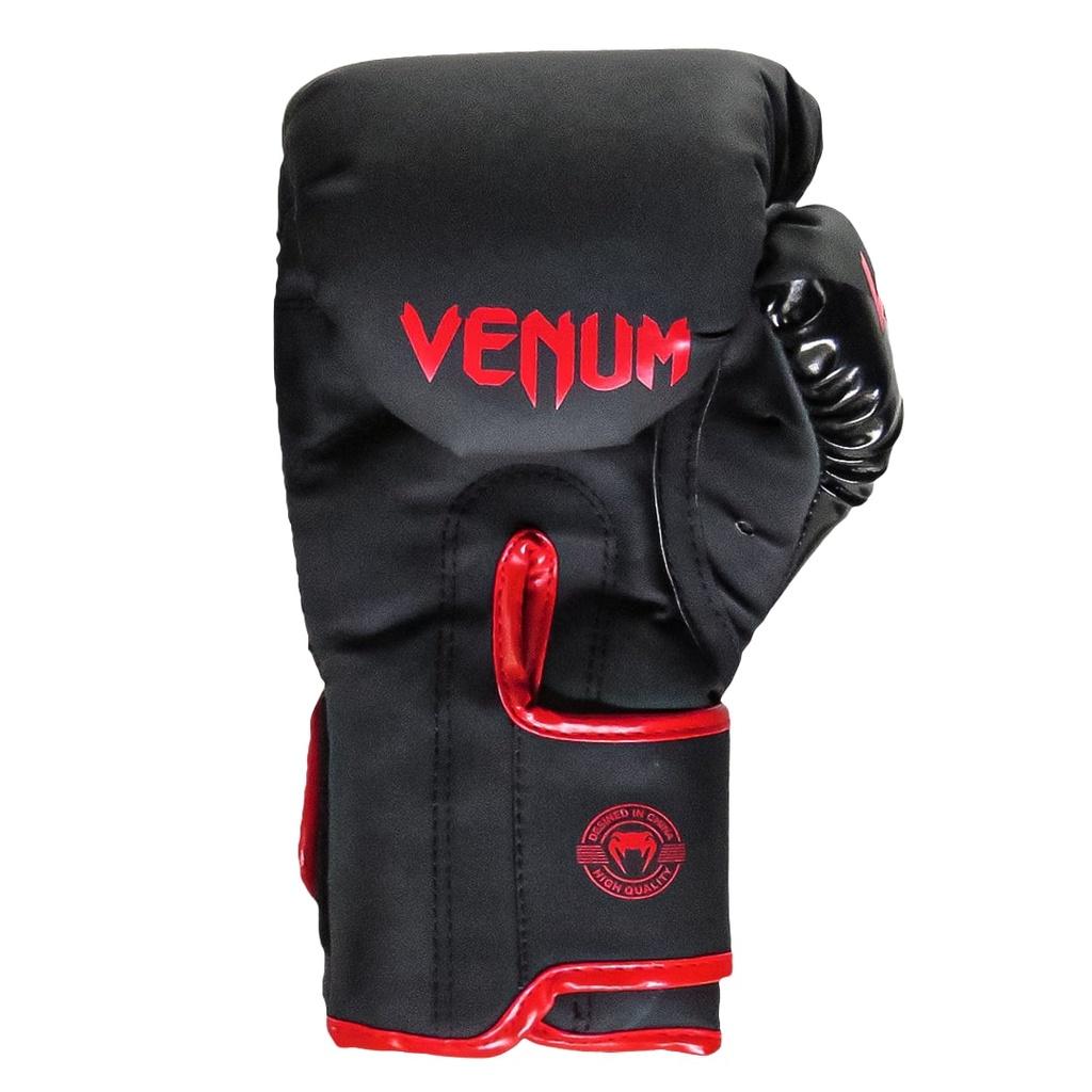 Kit Boxe Muay Thai Venum Luvas + 2M Bandagem + Bucal New Impact Evo Vermelho