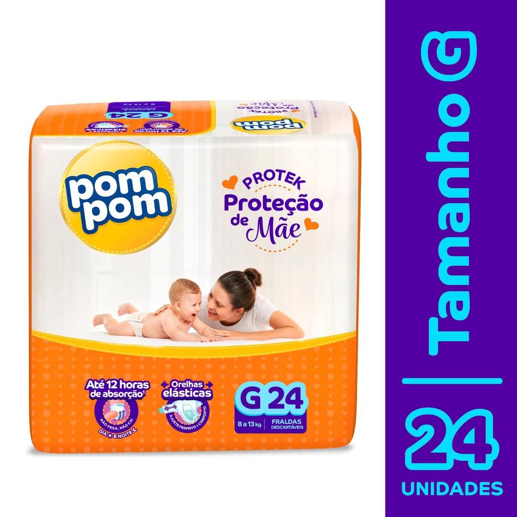 Kit 3 Fraldas Pom Protek Proteção De Mãe Jumbo G Com 24un Cada