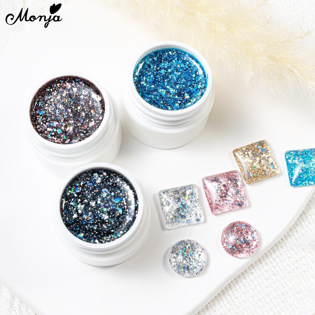 Monja 5ml Gel Glitter Sequins Arte De Unha Disco Brilhante Flash Reflexivo Brilho Verniz Uv LED Ferramentas De Manicure