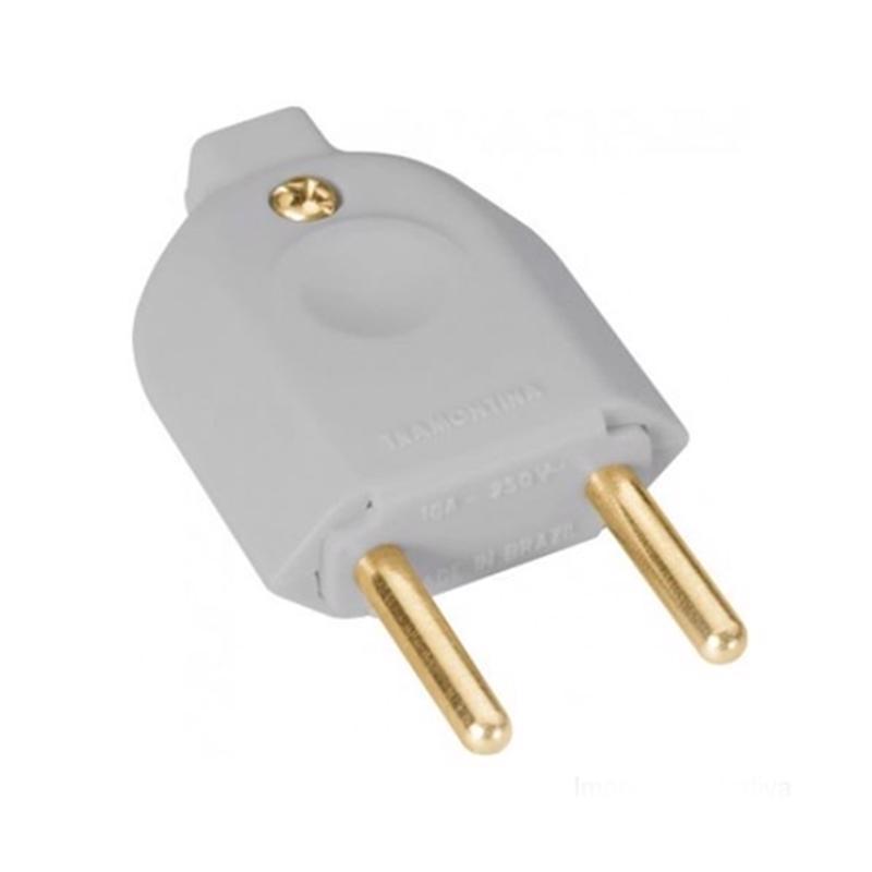 Adaptador Plugue Pino Macho Para Extensão 2 Polos 20A Padrão Brasileiro Branco Bivolt Até 250v