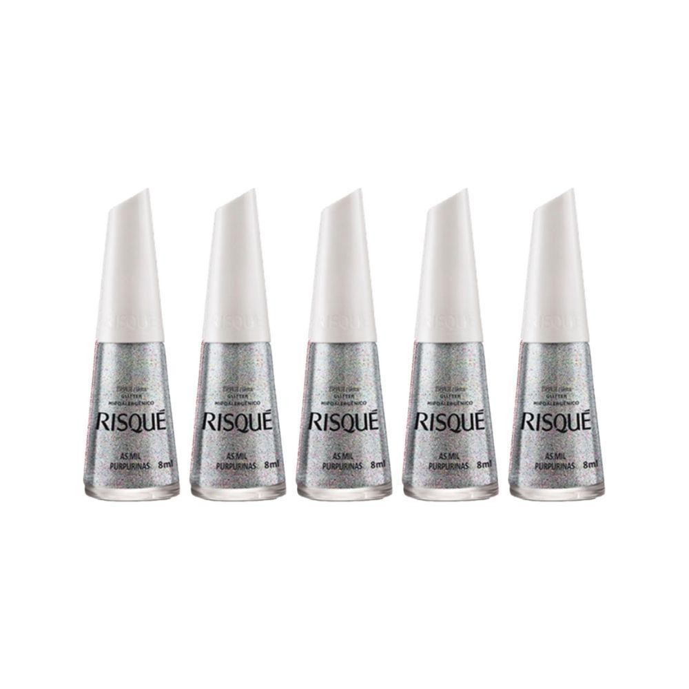Kit Esmalte Risqué Glitter Purpurina (5 Unidades)