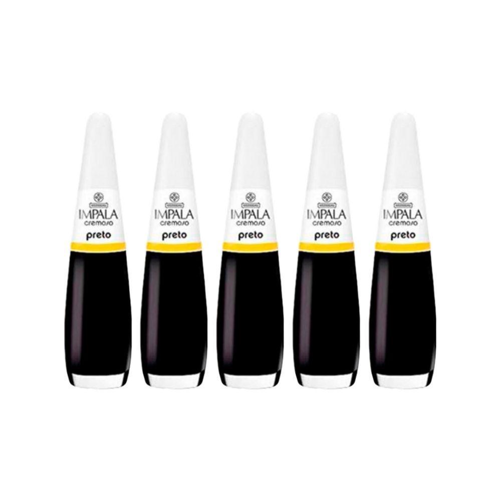 Kit Esmalte Impala Cremoso Preto (5 Unidades)