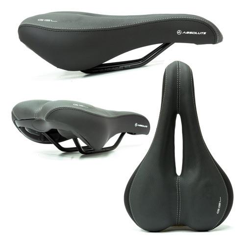 Selim Banco Bike Absolute Gel Mtb Vazado Mtb Top Preto/cinza
