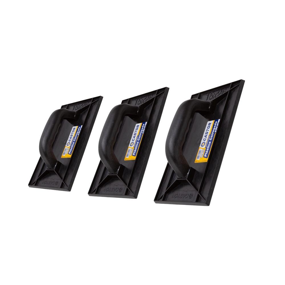Kit 3 Desempenadeiras Corrugadas Pvc 15x26cm - Castor