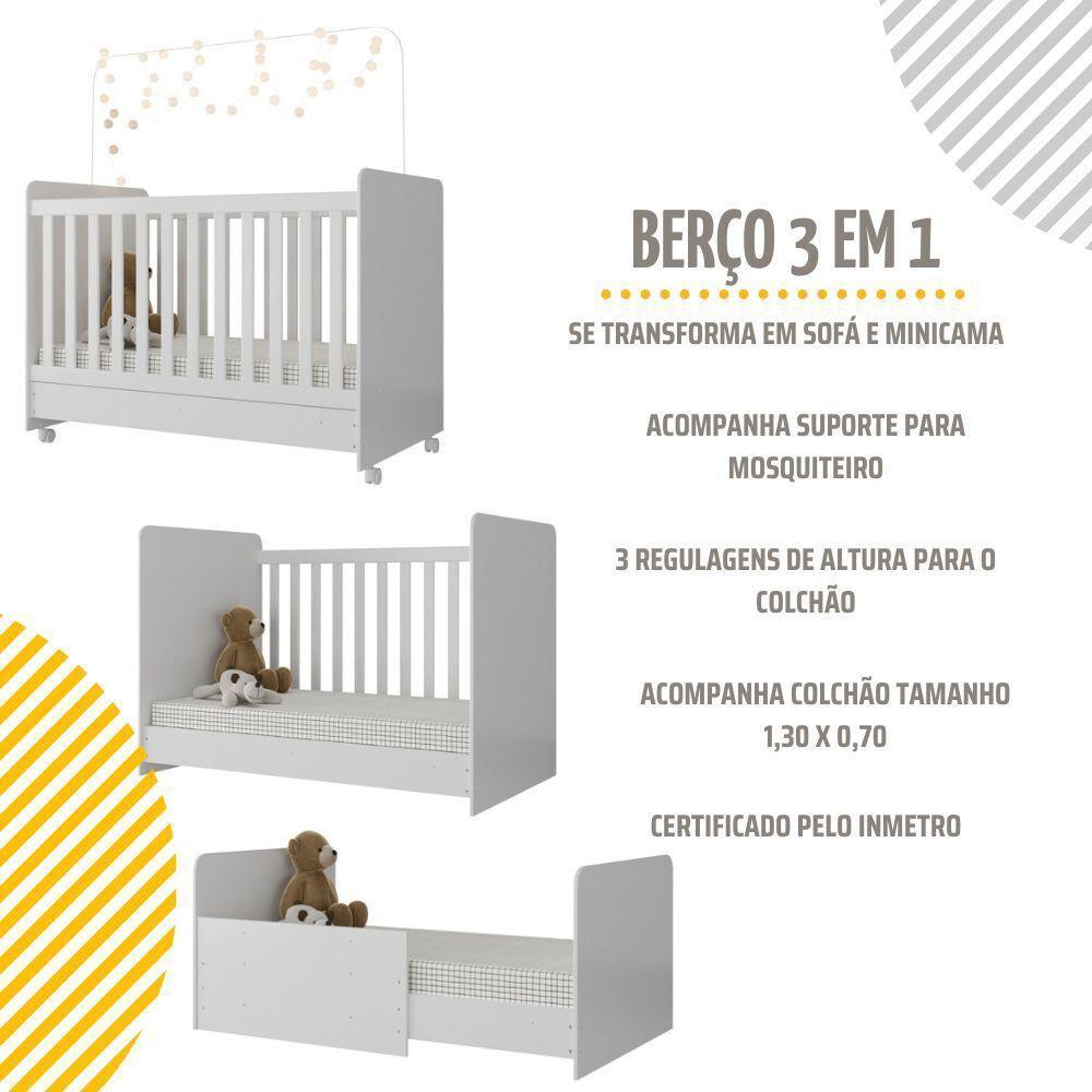 Berço Americano 3 Em 1 Com Colchão Incluso 0504bc Multimóveis