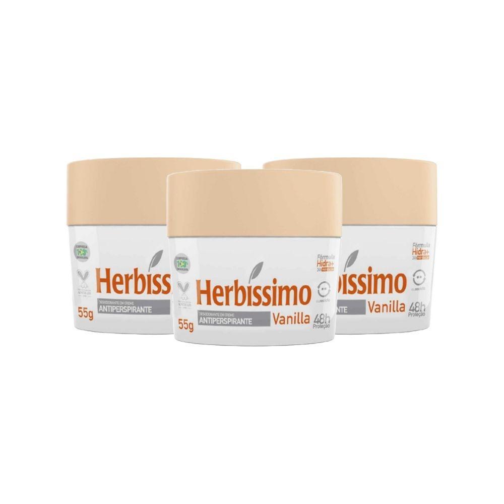 Kit Desodorante Cremoso Herbissimo Vanilla 55gr (3 Unidades)