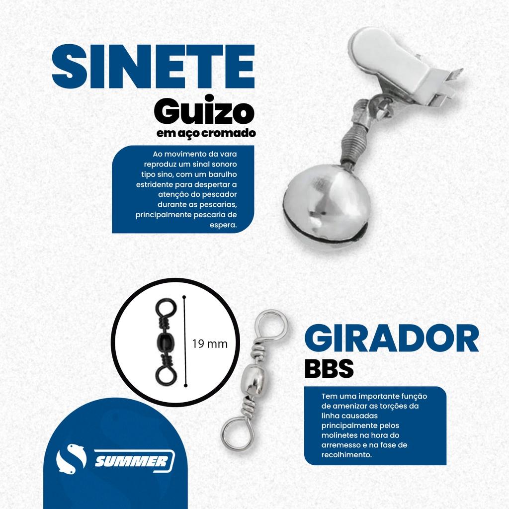 Kit Pesca Estojo Chumbada Anzol Giradores Bóias Linha E Sino Summer