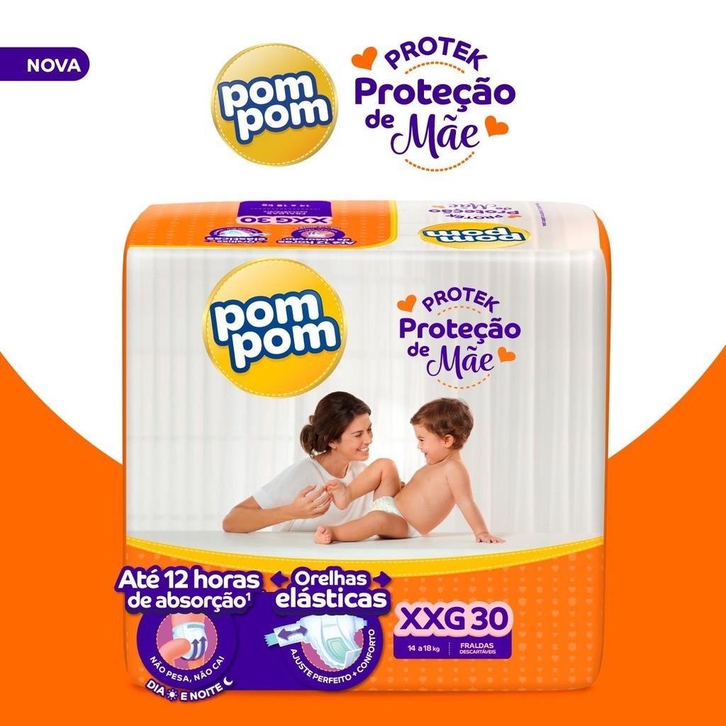 Kit 4 Fraldas Pom Derma Protek Mega Xxg Com 30un Cada