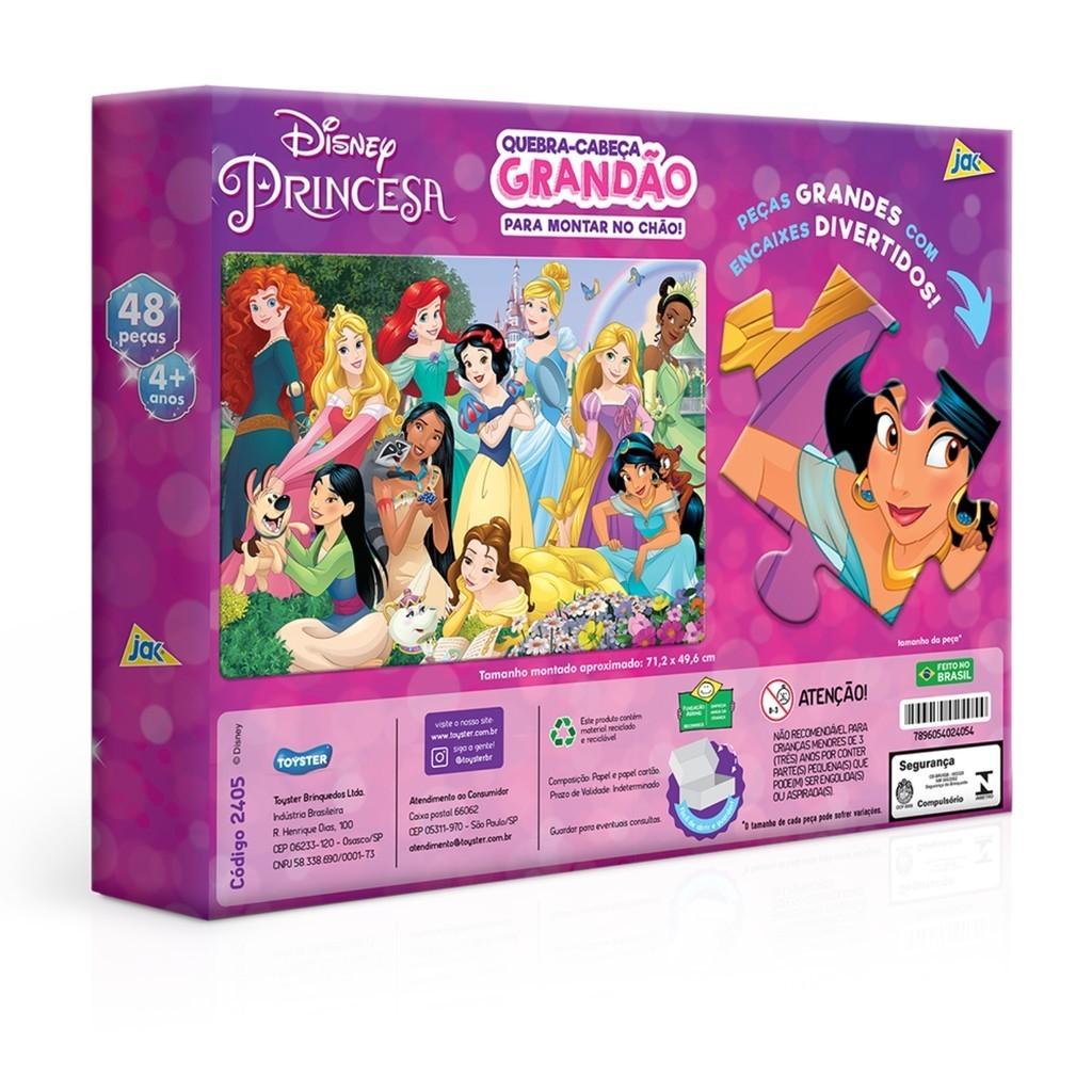 Quebra Cabeça Grandão Princesas Disney 48 Peças Grandes Toyster Jogo Educativo Criança Puzzle Menina