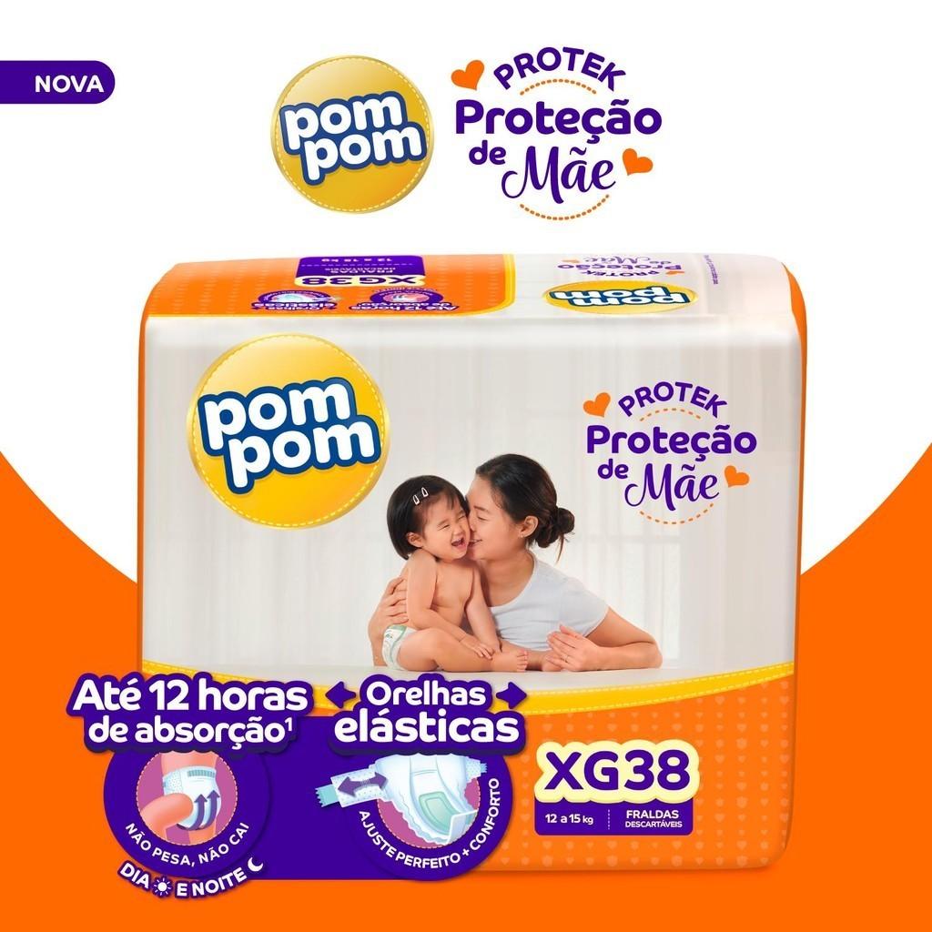 Kit 2 Fraldas Pom Protek Proteção De Mãe Mega Xg Com 38un Cada