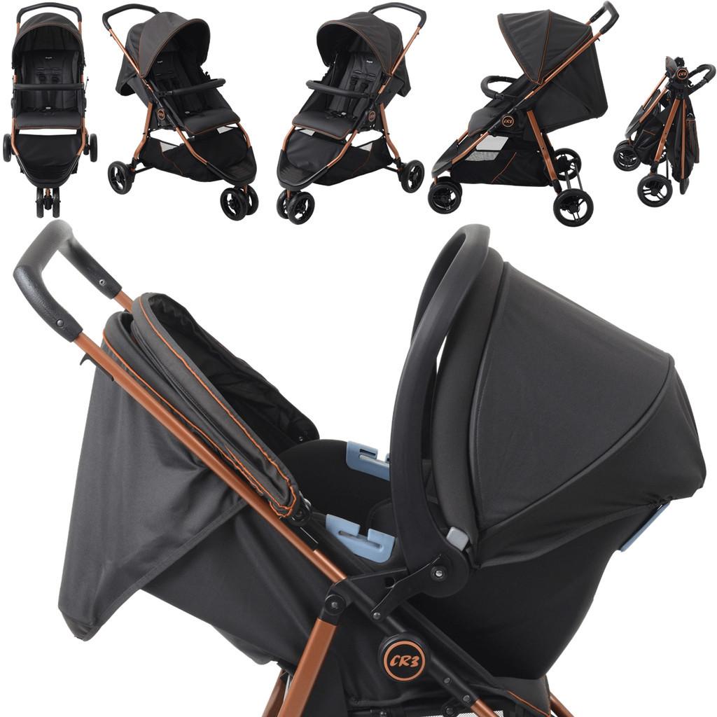 Carrinho De Bebe Com Bebe Conforto Burigotto CR3 Gray Cobre