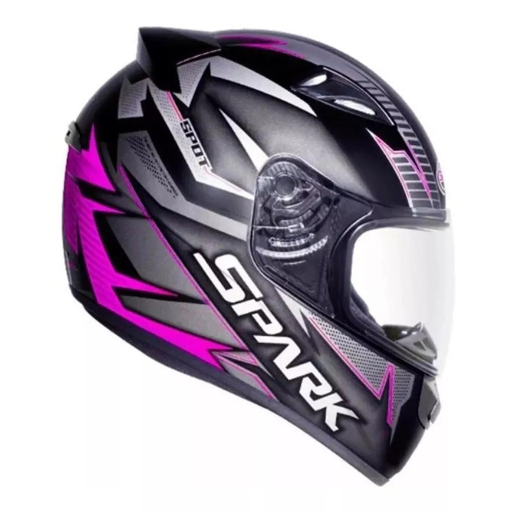 Capacete Ebf Spark Feminino Spot Preto E Rosa Fosco