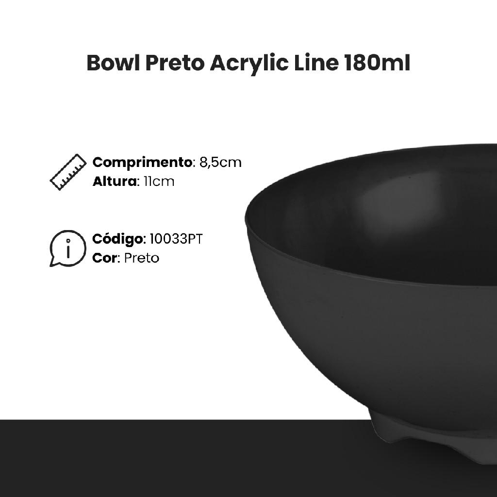 Bowl Tigela Multiuso Acrilico Preto Acrilic Line 180 Ml