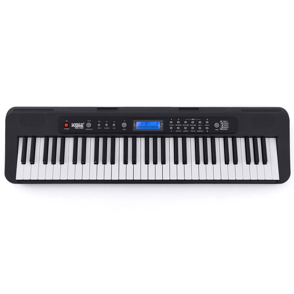 Teclado Musical Kobe Kb-300 5/8 61 Teclas Com Sensibilidade Ao Toque Com Pedal Sustain Preto