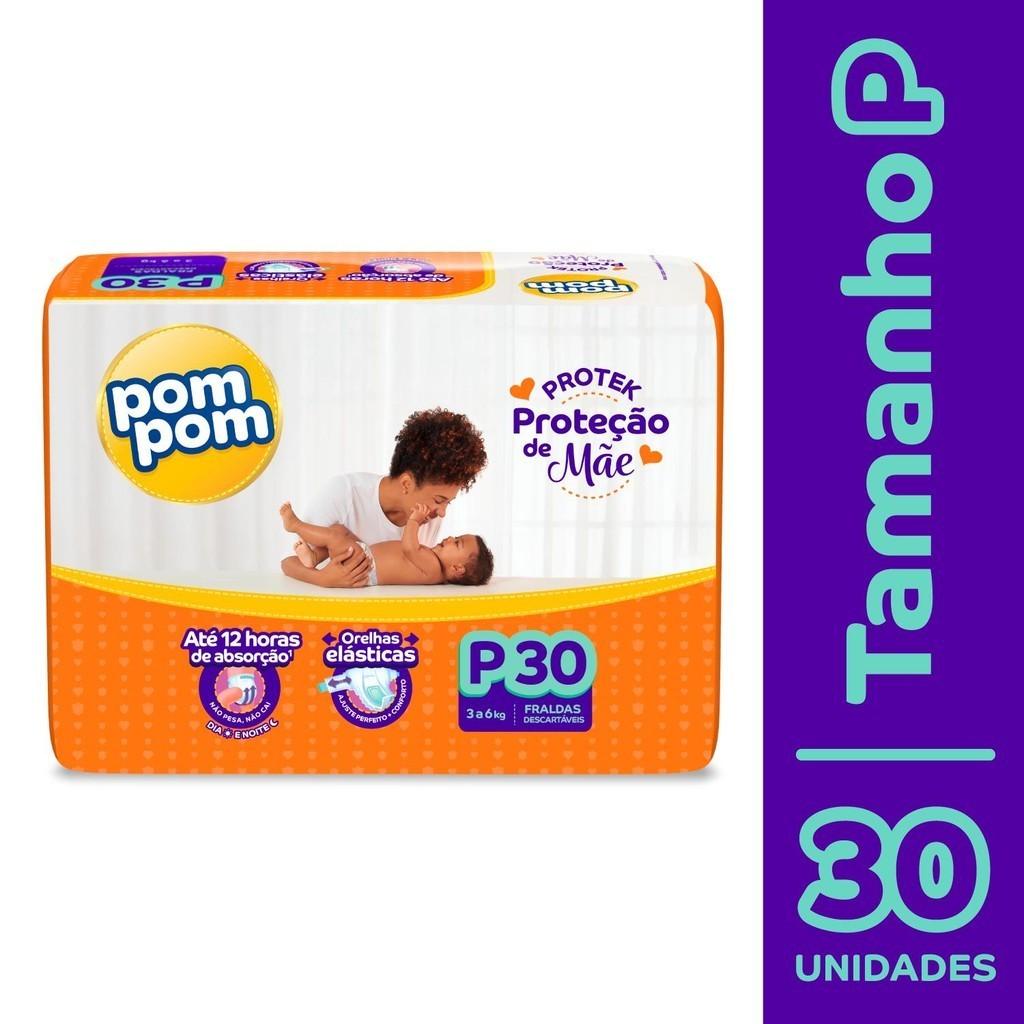 Kit 3 Fraldas Pom Protek Proteção De Mãe Jumbo P Com 30un Cada