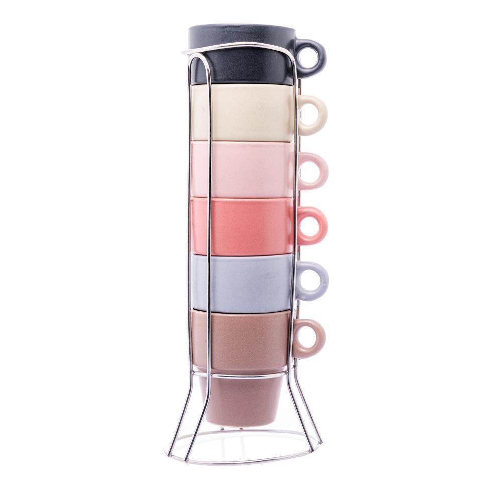 Conjunto Com 6 Xícaras De Café Empilháveis Com Suporte Coloridas Wolff
