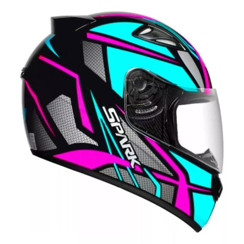 Capacete Ebf Spark Feminino Spider Preto E Tifany Brilhante