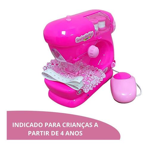 Máquina De Costura Infantil Mini Ateliê Importway Cor Rosa Escuro