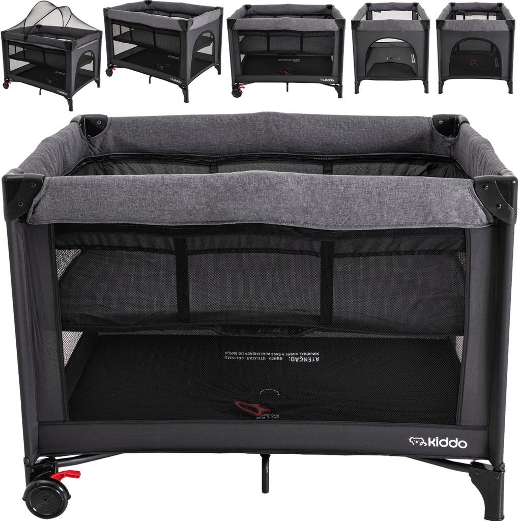 Berço Cercado Desmontavel Portatil Kiddo Fast Melange Preto