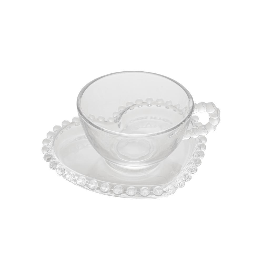 Conjunto 4 Xícaras De Chá Wolff Pearl Coração De Cristal 180ml