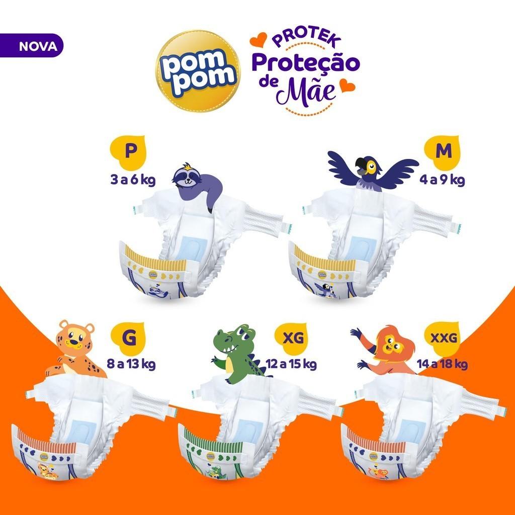 Kit 2 Fraldas Pom Protek Proteção De Mãe Jumbo G Com 24un Cada