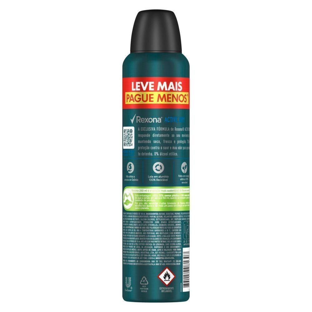 Desodorante Antitranspirante Aerosol Rexona Men Active Dry 250ml