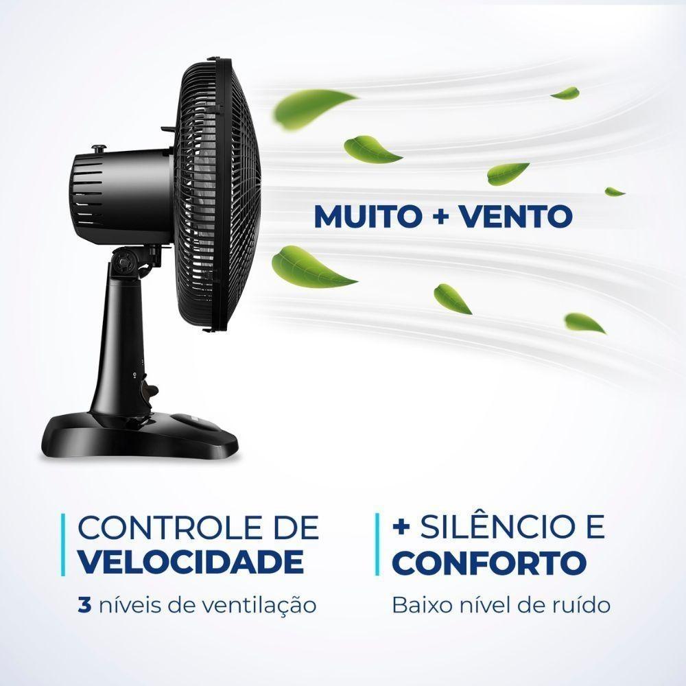 Ventilador De Mesa Mondial Vsp-30-b 30cm 3 Vel. Preto