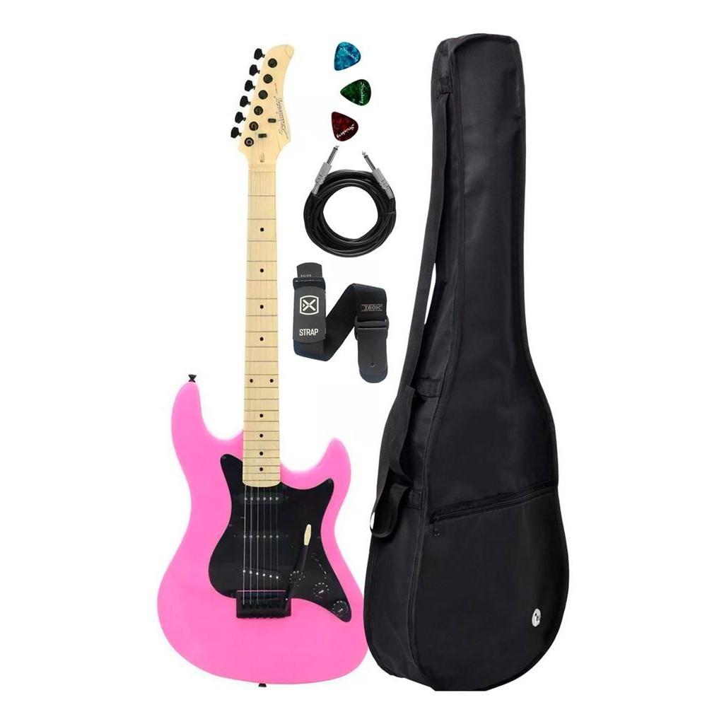 Guitarra Eletrica Strinberg Sts100 Rosa Com Capa + Acessorios