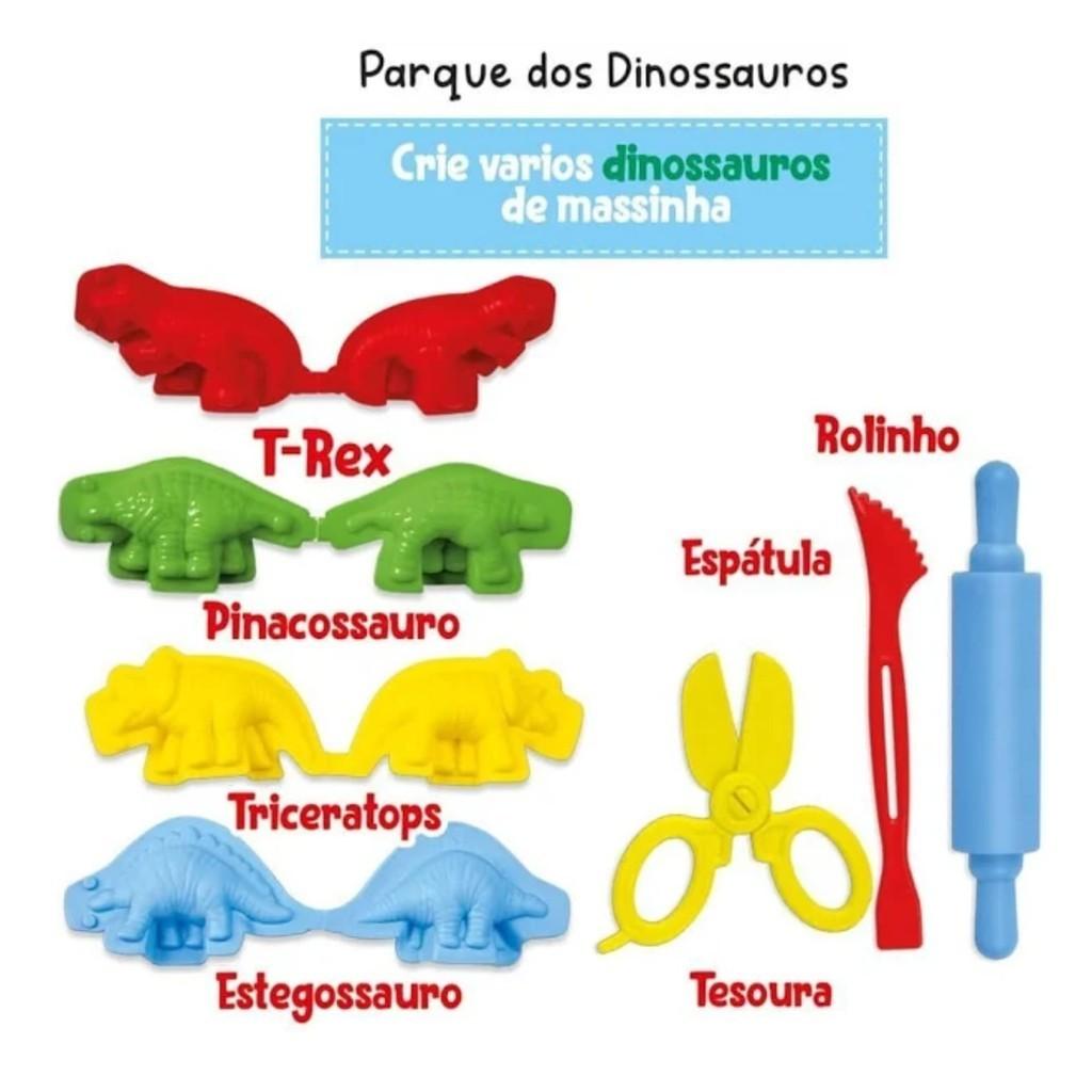 Brinquedo Massinha Massa De Modelar Atóxica Tutti Frutti Molde Animais Parque Dinossauros Cotiplas