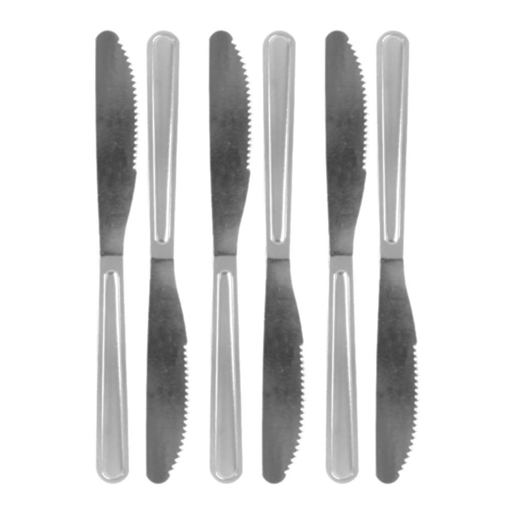 Jogo Kit 6 Facas Com Serra Mesa Aço Inox Utensílio Cozinha