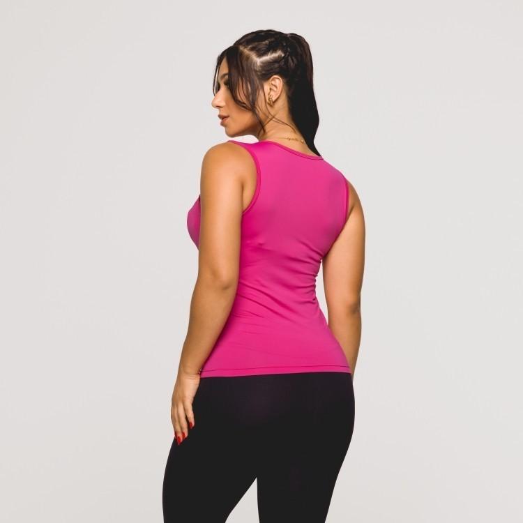 Regata Fitness Feminina Microfibra Academia Rosa Toque Gelad