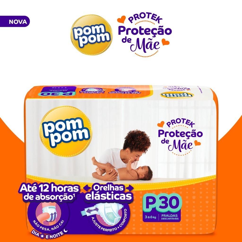 Kit 2 Fraldas Pom Protek Proteção De Mãe Jumbo P Com 30un Cada