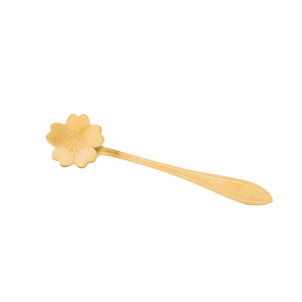 4 Colheres De Chá Wolff Flores Dourado De Aço Inox