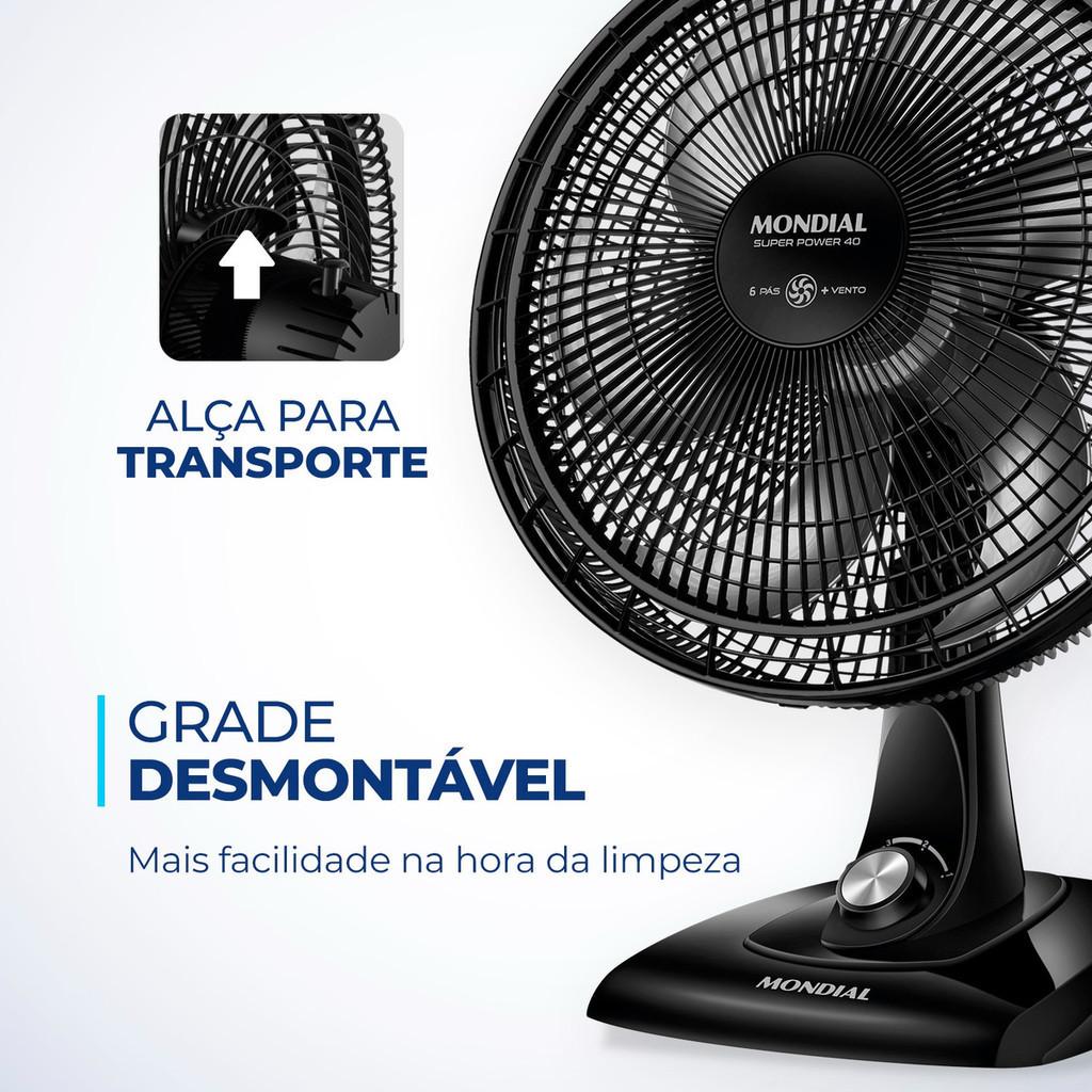 Ventilador Mondial Super Power Vsp-40-b 40cm Com 6 Pás 110v