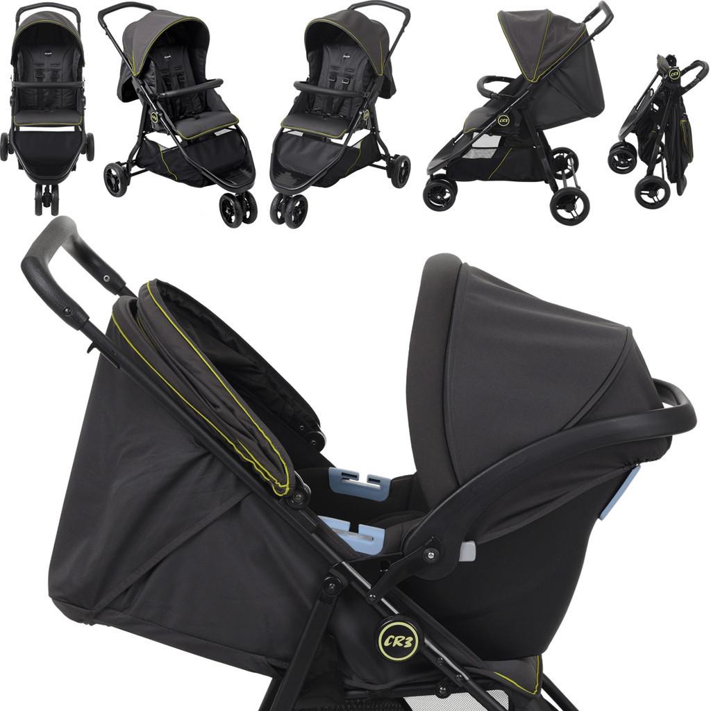 Carrinho De Bebe Com Bebe Conforto Burigotto CR3 Gray Neon