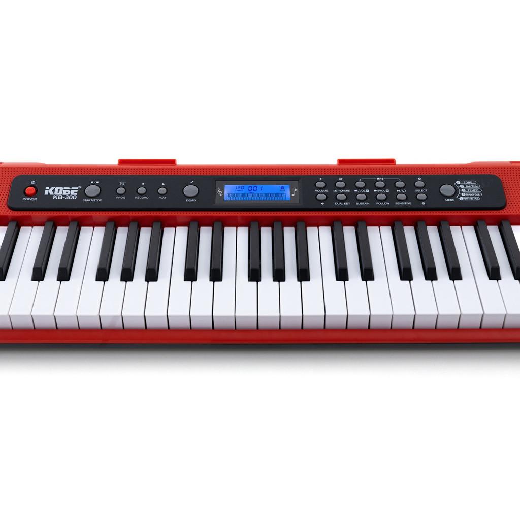 Kit Teclado Musical Iniciante Kobe Kb-300 5/8 61 Teclas Sensitivas Com Pedal Sustain E Suporte
