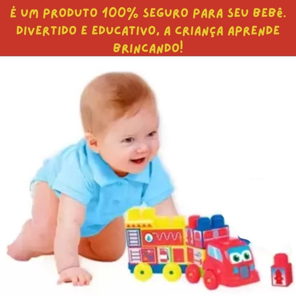 Brinquedo De Montar Coti Bloco Caminhão De Bombeiro Cor Sortida 20 Peças Para Crianças +19 Meses Cotiplás