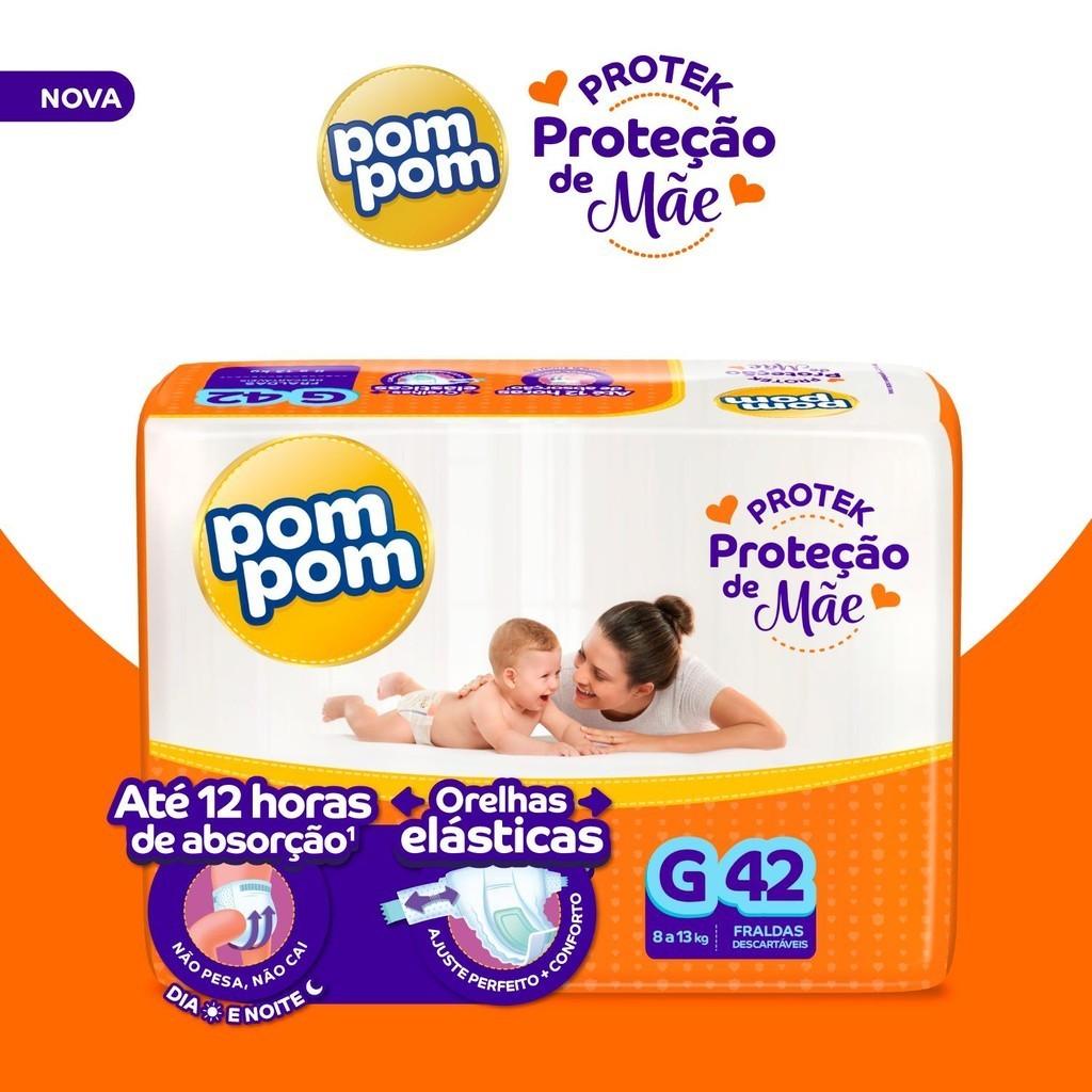 Kit 4 Fraldas Pom Derma Protek Mega G Com 42un Cada