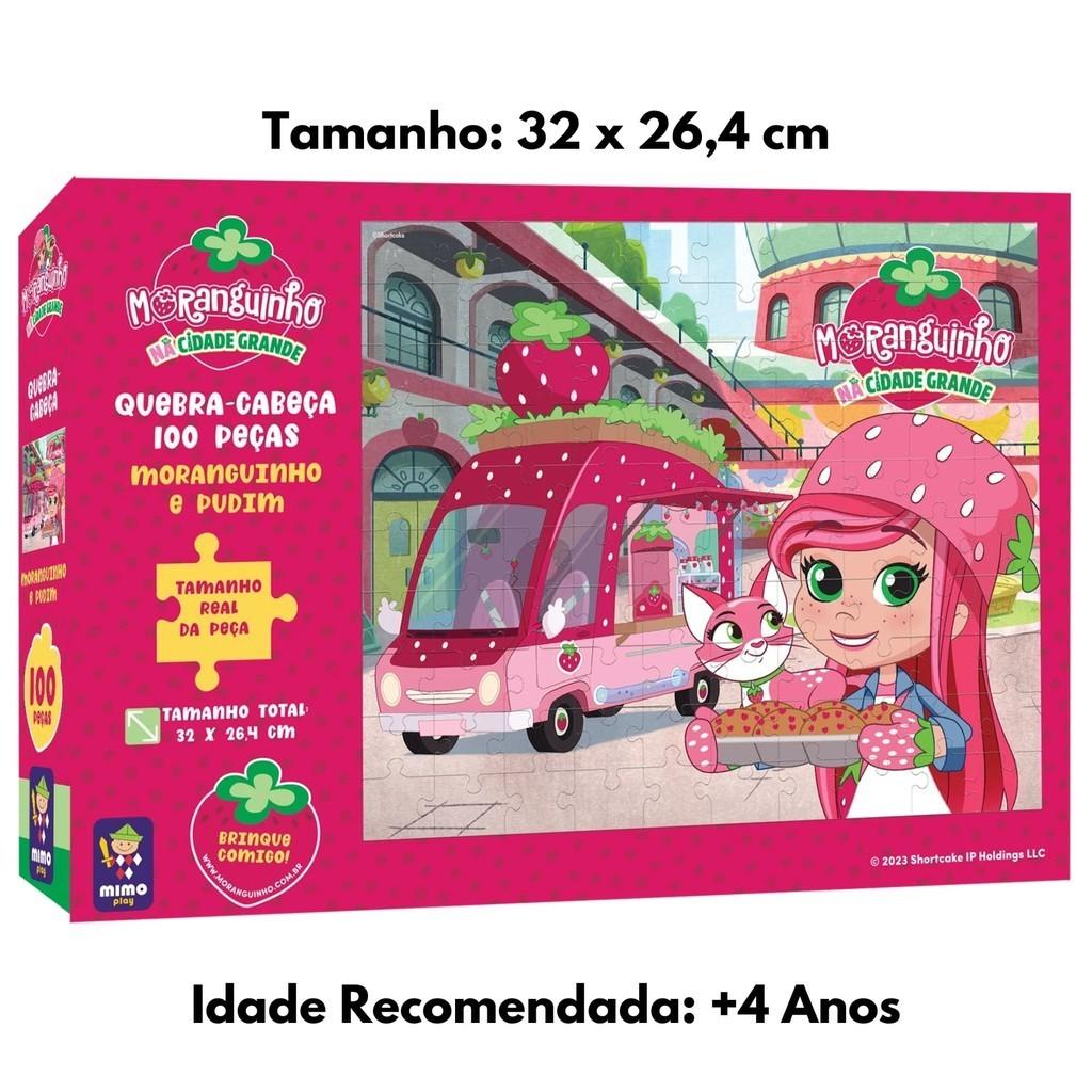 Brinquedo Infantil Quebra Cabeça Moranguinho Gatinho Pudim Na Cidade Grande 100 Peças Mimo Toys