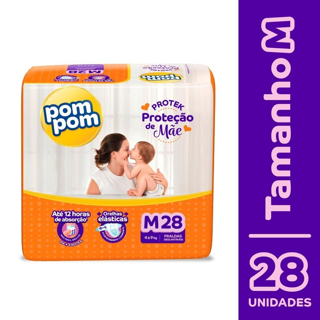 Kit 2 Fraldas Pom Protek Proteção De Mãe Jumbo M Com 28un Cada