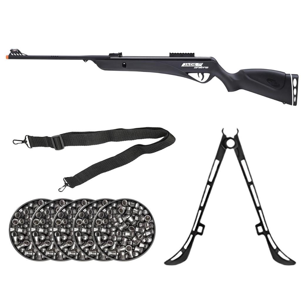 Carabina De Pressão Jade PRO Nitro Preta 4.5mm - Cbc + 5 Chumbos + Bandoleira + Bipé
