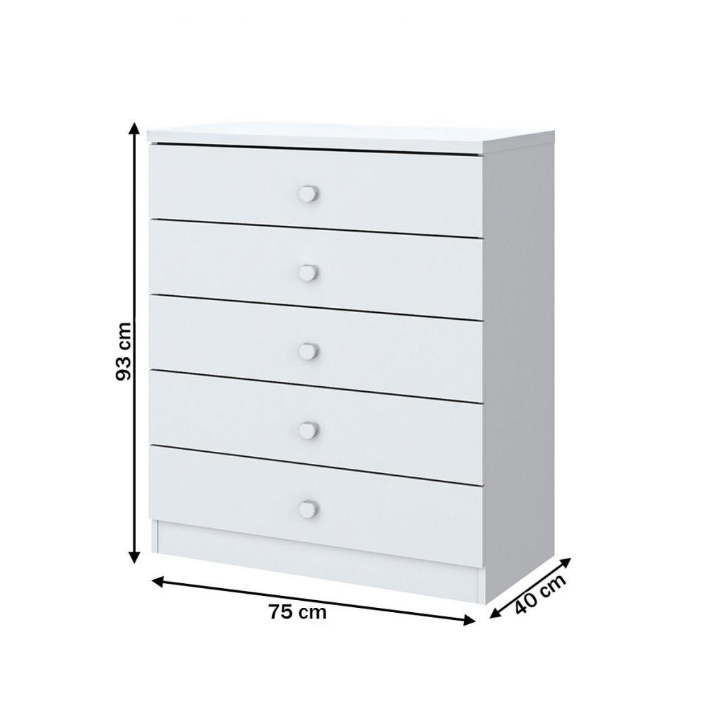Cômoda De Bebê Bala De Menta 5 Gavetas Branco - Henn