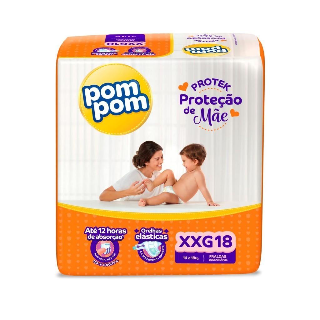 Kit 2 Fraldas Pom Protek Proteção De Mãe Jumbo Xxg Com 18un Cada